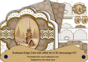 Snow Steeple Anglaise Scallop 3D Decoupage Card Kit