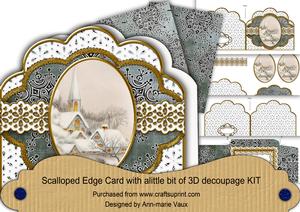 Ice Church Grey Anglaise Scallop 3D Decoupage Card Kit