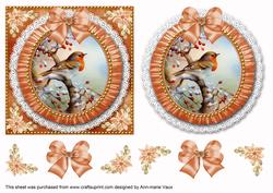 Christmas Robin Burnt Orange Ruffle Decoupage Step by Step