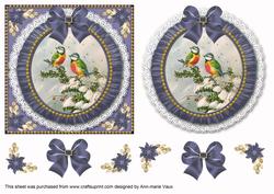 Christma S Blue Tits Blue Ruffle Decoupage Step by Step