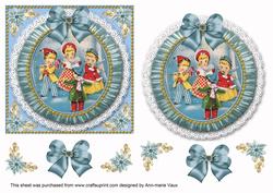 Blue Carol Singers Ruffle Decoupage Step by Step
