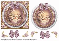 Snowy Village Ruffle Decoupage Step by Step
