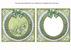 Single Green Candle Ruffle Shaker Frame with Base
