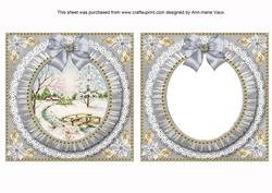 Pretty Snowscene Grey Ruffle Shaker Frame with Base