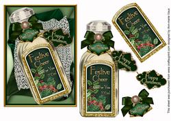 Green Christmas Festive Cheer Bottle Step by Step Decoupage