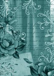 Dusky Teal Painted Rose Postcard A4 Backing Paper