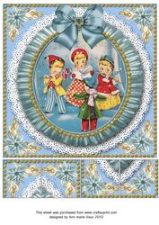 Carol Singers Blue Ruffle 8in Picture Sheet Topper