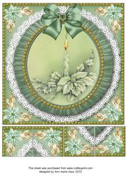Single Green Candle Ruffle 8in Picture Sheet Topper