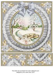 Pretty Snowscene Grey Ruffle 8in Picture Sheet Topper