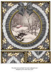 Winter Walk Grey Ruffle 8in Picture Sheet Topper
