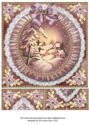 Snowy Village Ruffle 8in Picture Sheet Topper