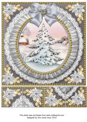 Silver Tree Ruffle 8in Picture Sheet Topper
