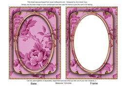 Cerise Rose Wallpaper 7x5in Ornate Shaker Frame and Base