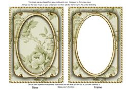 Olive Green Rose Wallpaper 7x5in Shaker Frame and Base