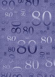 Blue Metallic 80th Birthday A4 Backing Paper