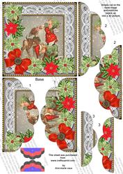 Feeding Reindeers Poinsettia 5in Scallop Top Bottom Stacker