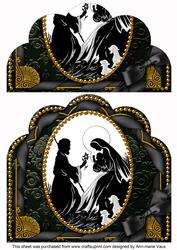 Nativity Scene Ribbon Giant 8in Scallop Bottom Stacker