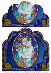 Snowman Ribbon Giant 8in Scallop Bottom Stacker