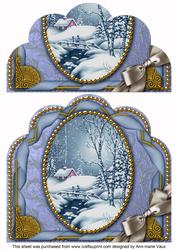 Blue Winter Walk Ribbon Giant 8in Scallop Bottom Stacker