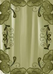 Olive Painted Poppy Swirl Edge A4 Backing Paper