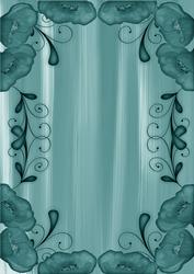Dusky Teal Painted Poppy Swirl Edge A4 Backing Paper