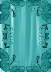 Teal Painted Poppy Swirl Edge A4 Backing Paper