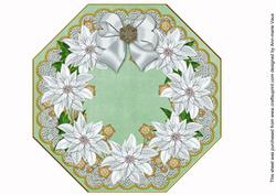 White Poinsettia Mint Lace Octagon 8in Picture Topper Sheet