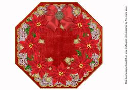 Red Poinsettia Gold Octagon 8in Picture Topper Sheet