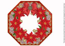 Red Poinsettia Gold Octagon 8in Picture Shaker Frame