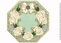 Cream Roses Mint Octagon 8in Picture Topper Sheet