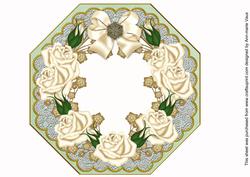 Cream Roses Mint Octagon 8in Picture Shaker Frame