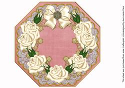 Cream Roses Pink Octagon 8in Picture Topper Sheet
