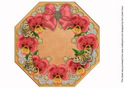 Red Pansy Orange Octagon 8in Picture Topper Sheet
