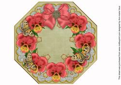 Red Pansy Olive Octagon 8in Picture Topper Sheet