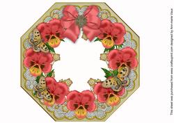 Red Pansy Olive Octagon 8in Picture Shaker Frame