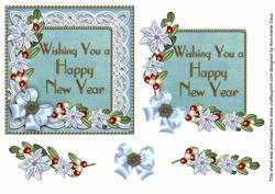Happy New Year Blue Ice Poinsettia 3D Decoupage Step by Step