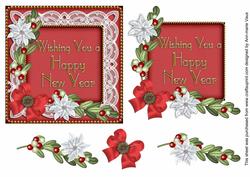 Happy New Year Red White Poinsettia Decoupage Step by Step