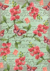 Mint Green Coloured Sweet Pea Stamp A4 Backing Paper
