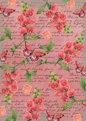 Red Coloured Sweet Pea Stamp A4 Backing Paper