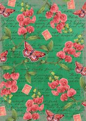 Dark Green Coloured Sweet Pea Stamp A4 Backing Paper