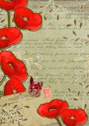 Olive Red Poppy Postcard A4 Backing Paper