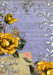 Blue Lemon Rose Postcard A4 Backing Paper