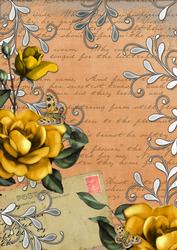 Burnt Orange Lemon Rose Postcard A4 Backing Paper