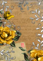 Vintage Tea Lemon Rose Postcard A4 Backing Paper