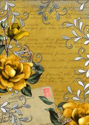 Gold Lemon Rose Postcard A4 Backing Paper