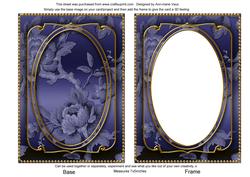 Dark Blue Metallic All Over Rose 7x5in Shaker Frame and Base