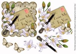 White Lily Cream Postcard from Me to You Step by Step