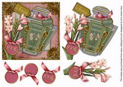 Freesias Perfume 100th Birthday Step by Step Decoupage Sheet