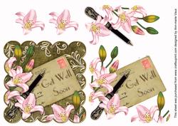 Pink Lily Tea Get Well Soon Postcard Step by Step