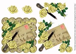 Lemon Roses for My Mother Postcard Step by Step